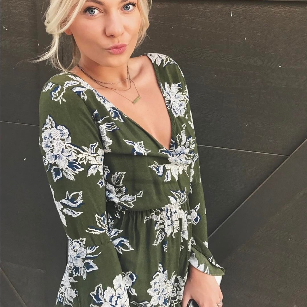 Floral green Romper